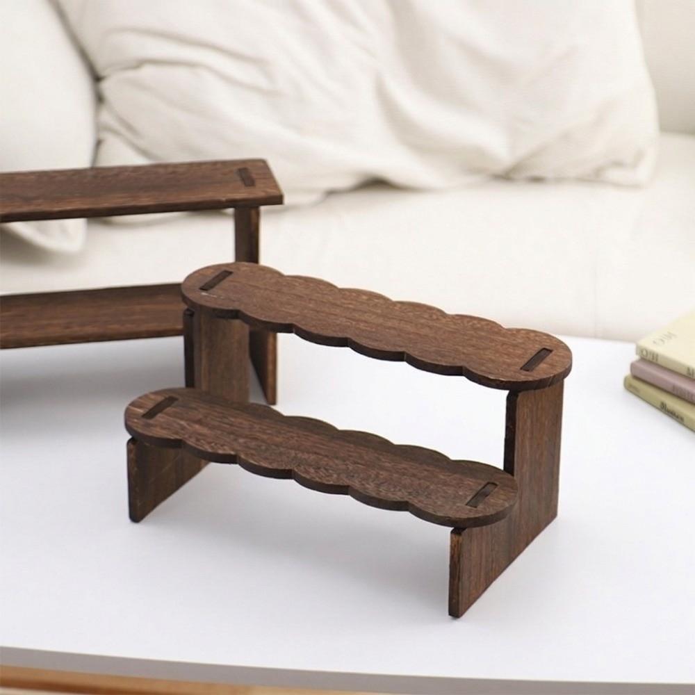 Wave Edge/Straight Edge Wood Display Shelf 2 Tiers Bracelet Bead Display Rack Living Room