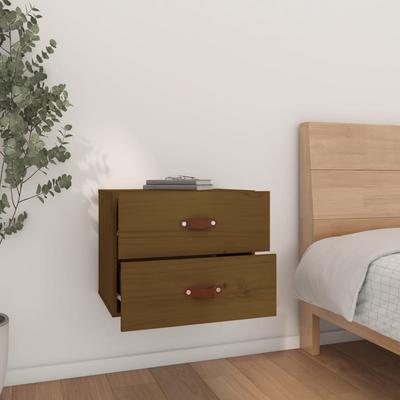 Wall Mounted Nightstand Honey Brown 50 X 36 X 40 Cm