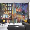 European Style Retro Privacy Windows Film Landscape Oil Painting Colorful Stained Glass Stickers Static Cling Glass Film