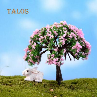 Árbol en miniatura Jardín de hadas Decoración de balcón Casa de muñecas Maceta Planta Figurita Manualidad DIY Adorno