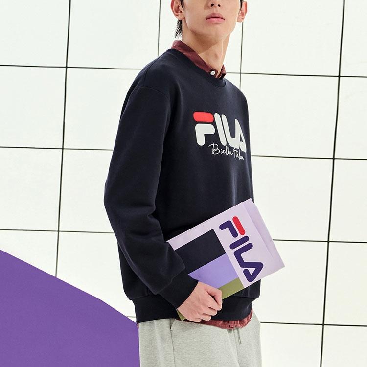 Fila Classic Logo Crew Sweater 'Black White' Men's F11U249201F-NV