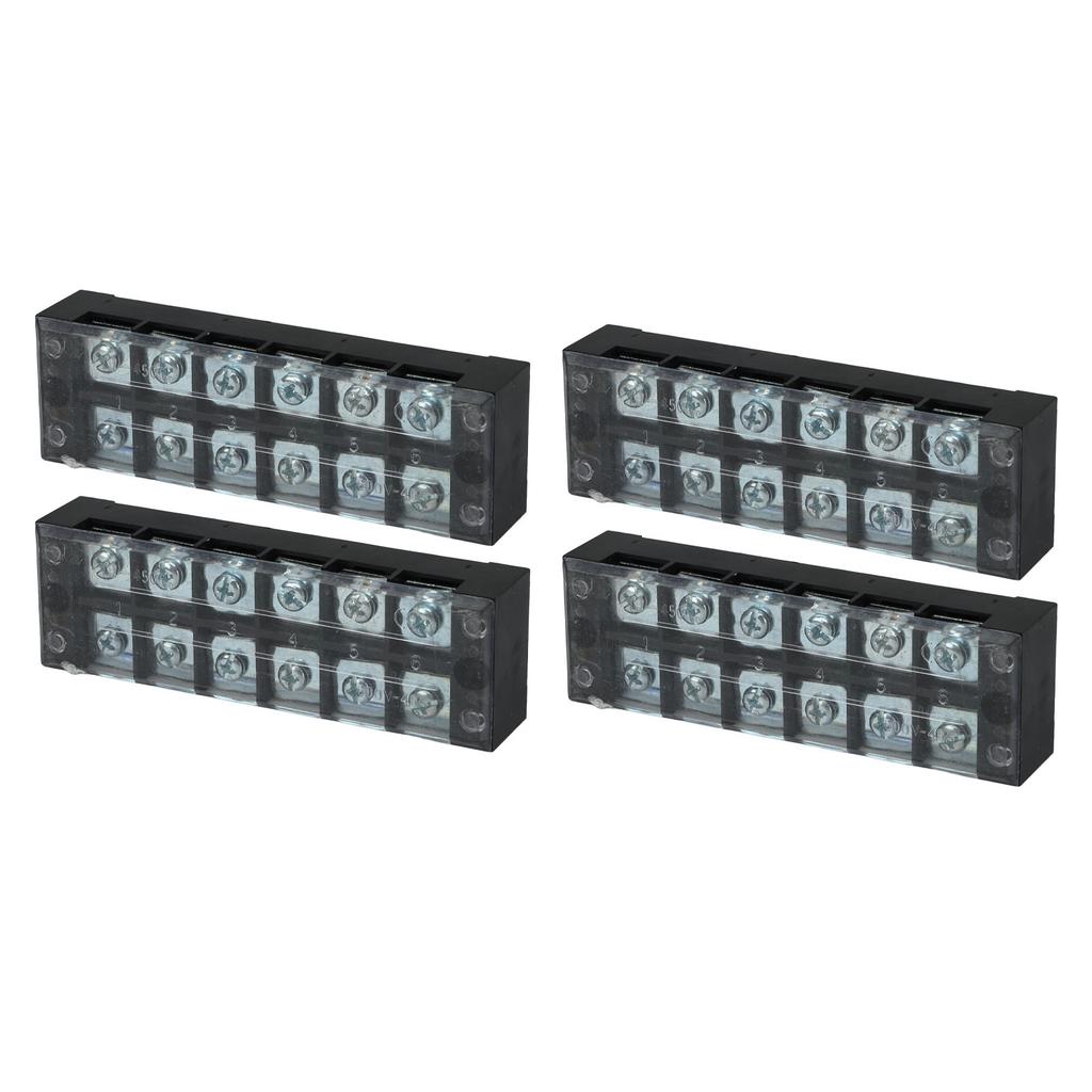 4Pcs Terminal Strip Block TB Fixed Large Current Dual Row Terminal Barrier Strip 600V 45A 6 Position (4506)
