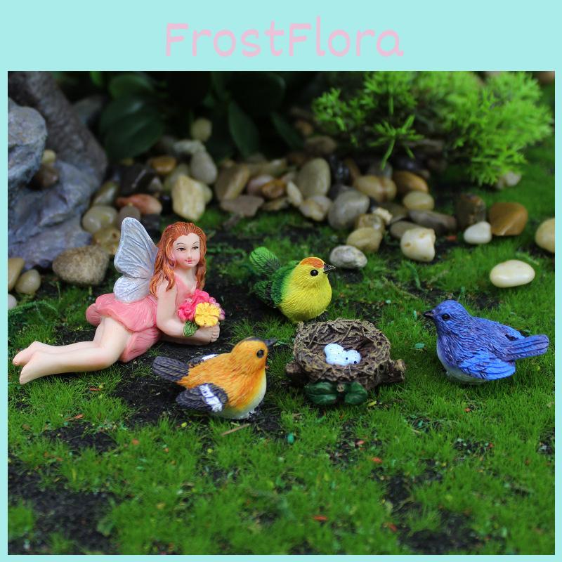 Resin Flower Fairy Model Decor Simulated Bird Tabletop Figurine Landscape Micro