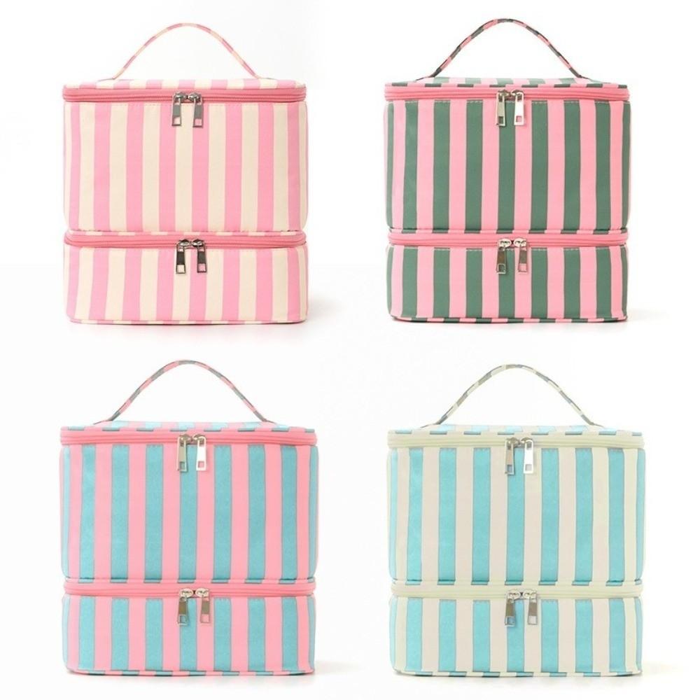 Double Layer Nail Polish Organizer Bag Large Capacity Handheld Essential Oil Storage Bag 30 Compartment Cosmetic Bag