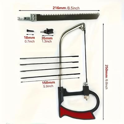 8in1 Testere Çok Amaçlı El DIY Çelik Testere Metal Ahşap Cam Testere Kiti 6 Bıçak Ağaç İşleme Metal İşleme Modeli Hobi Aracı