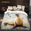 Sea Lion Duvet Cover King Queen Size Lovely Ocean Animals Bedding Set For Kids Boys Girls Blue Sea Beach Polyester Quilt Cover