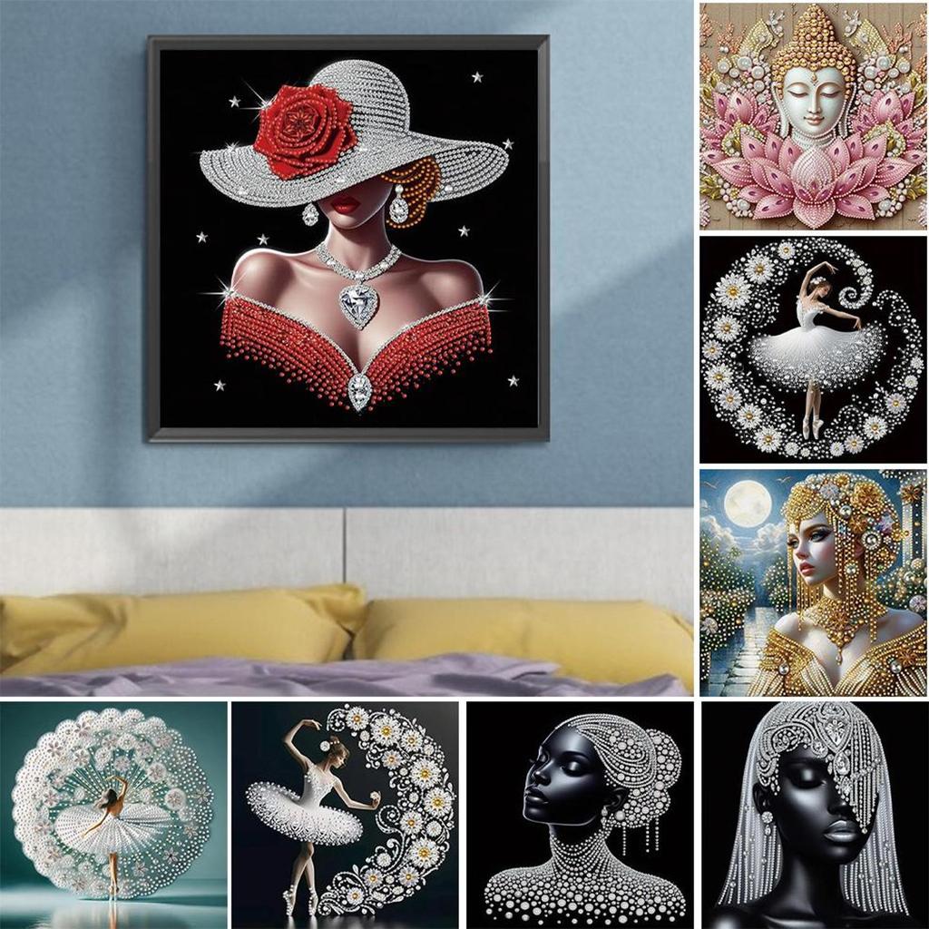 5D DIY Partial Special Shaped Drill Diamond Painting Kit Lady Decoration