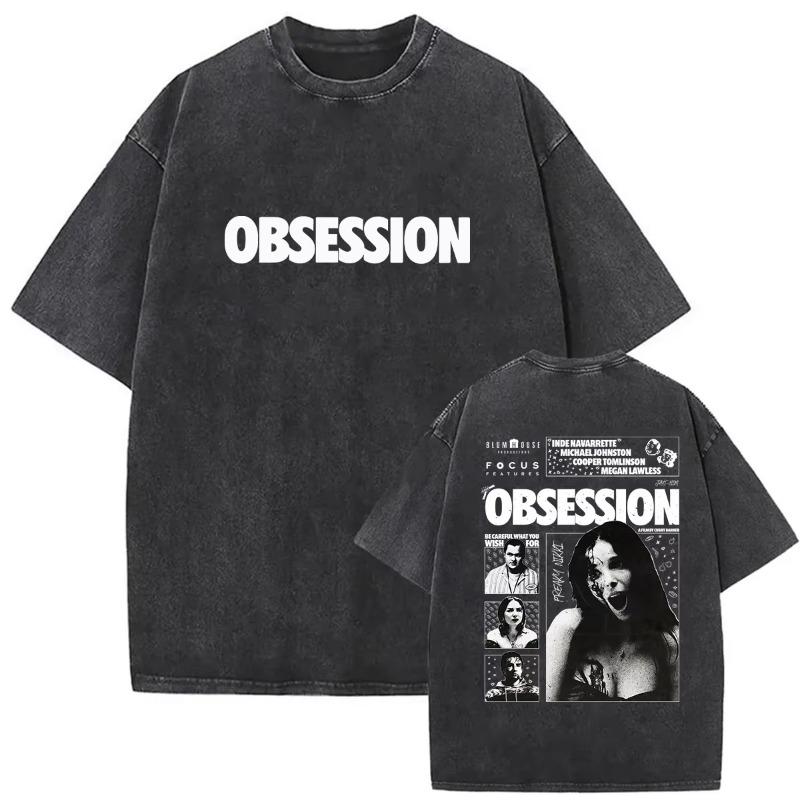 Vintage Washed Obsession Horror Movie 2026 Graphic T Shirt Men Women Fashion Oversized T-shirts Classic Gothic Clothing T-shirt