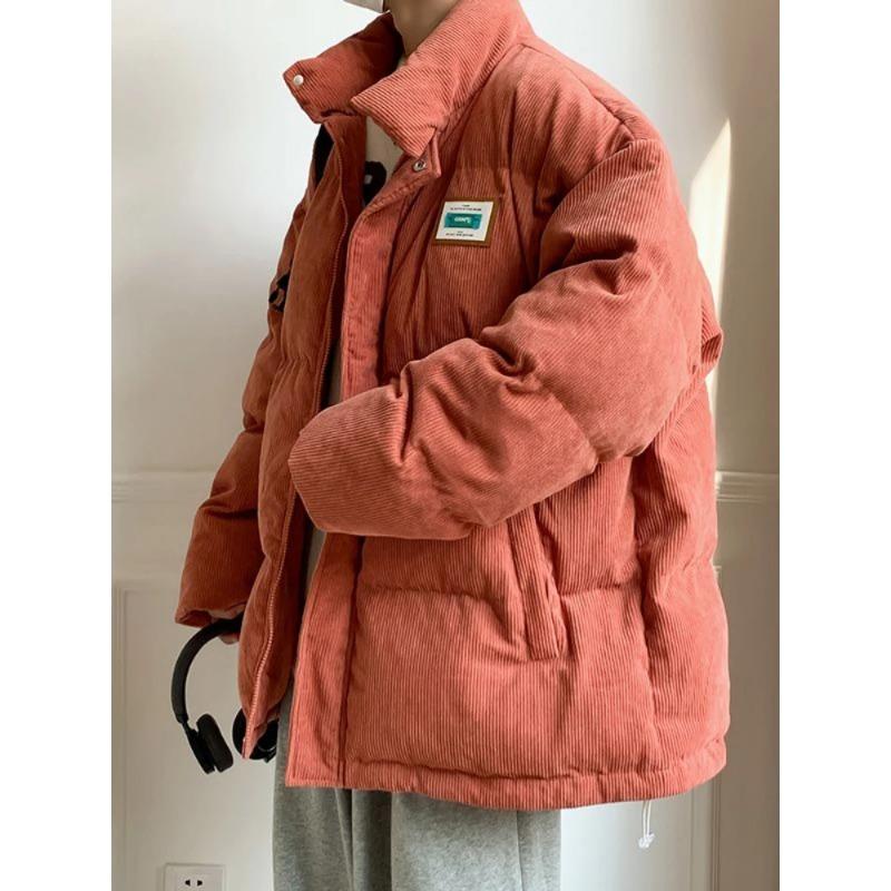 Mens Winter Down Cotton Parka Corduroy Thicken Warm Jackets Casual Loose Coat Unisex Streetwear Japanese Outwear Men