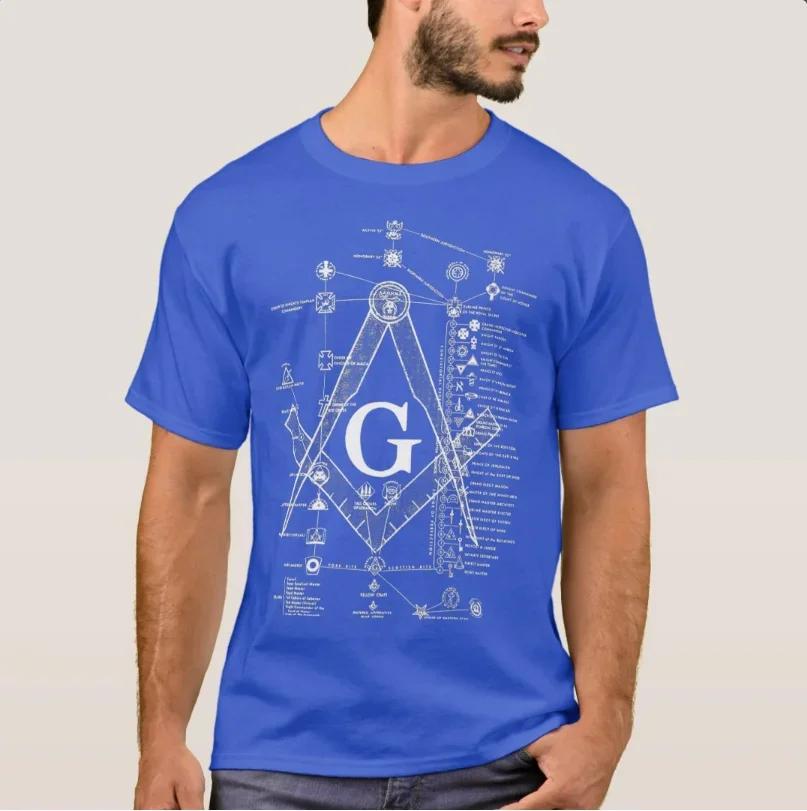 Structure of Freemasonry Freemason Square  Compasses Symbol Masonic TShirt 100 Cotton ONeck Short Sleeve Casual Mens Tshirt