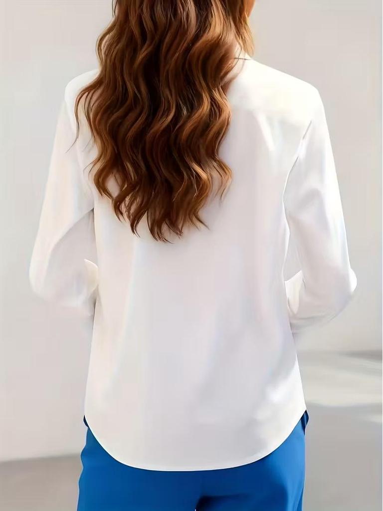 Women's Professional Hidden Placket Button Work Shirt - Office Wear European & American Style