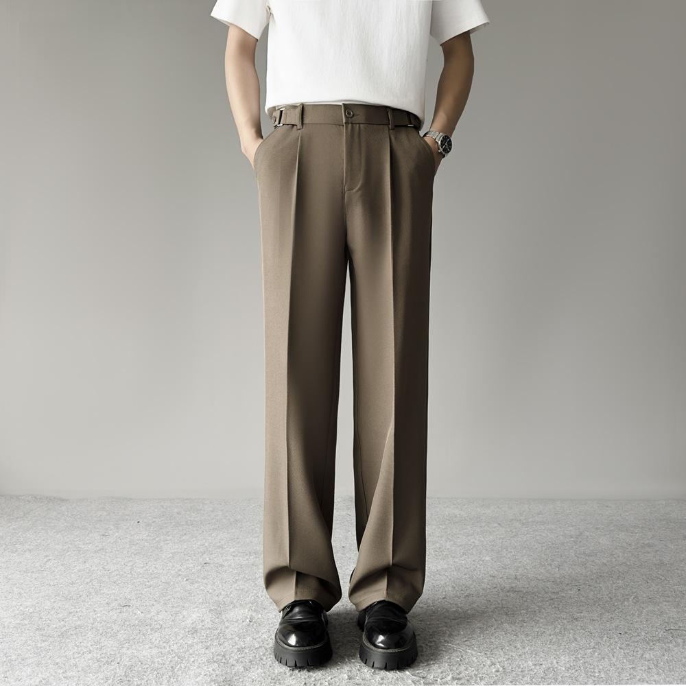 High-end business pants loose straight Korean version trendy high-quality thin drape men's casual suit long pants