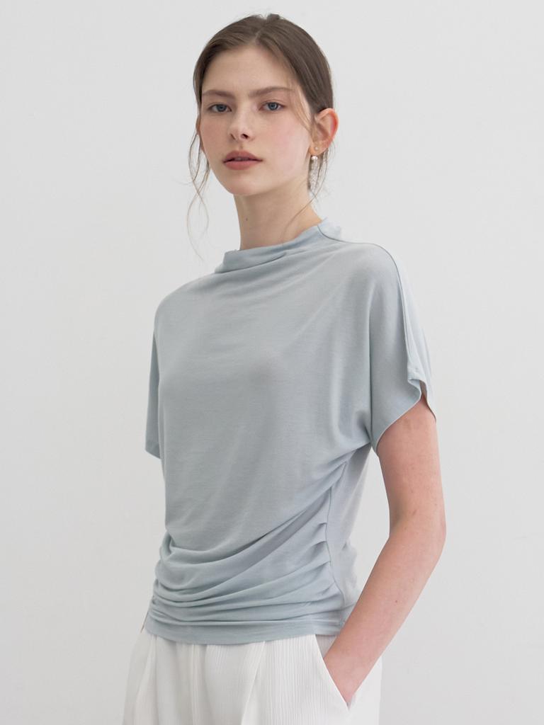 MOMET Druff Shirred T-Shirt Sky Blue