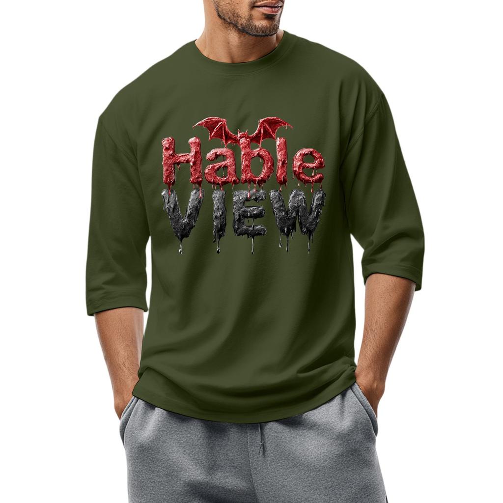 Men'S Round Neck Three-Quarters Sleeve Top Casual Fashion T-Shirt