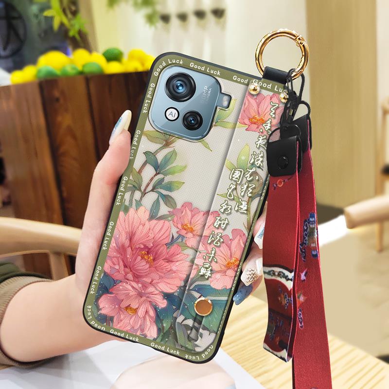 Durable Elderly Lady Phone Case For Blackview Oscal C80 Back Cover Waterproof Ring Silicone Phone Holder Fashion Lanyard