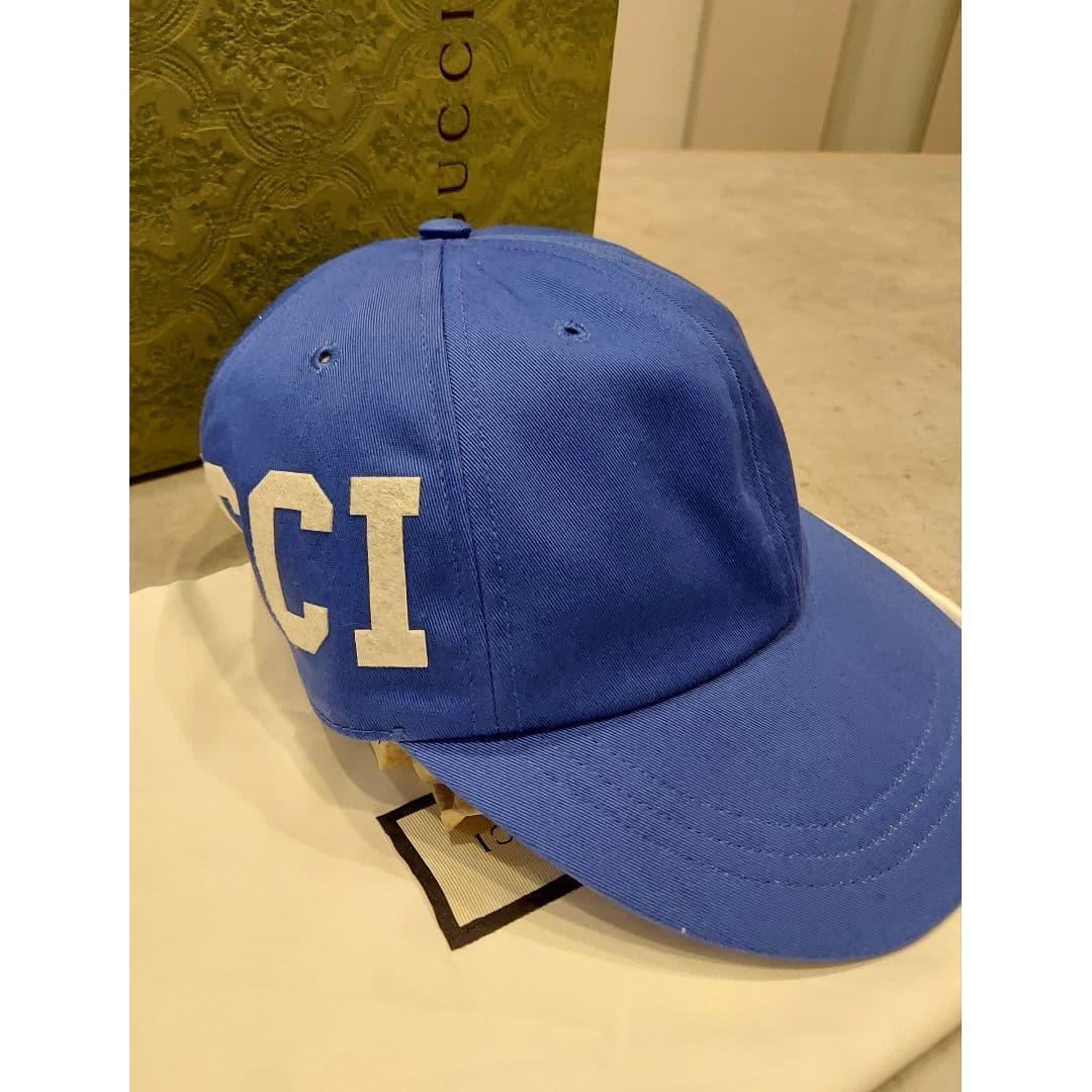 Used [Rare] Gucci Letter Logo Baseball Cap Blue Blue
