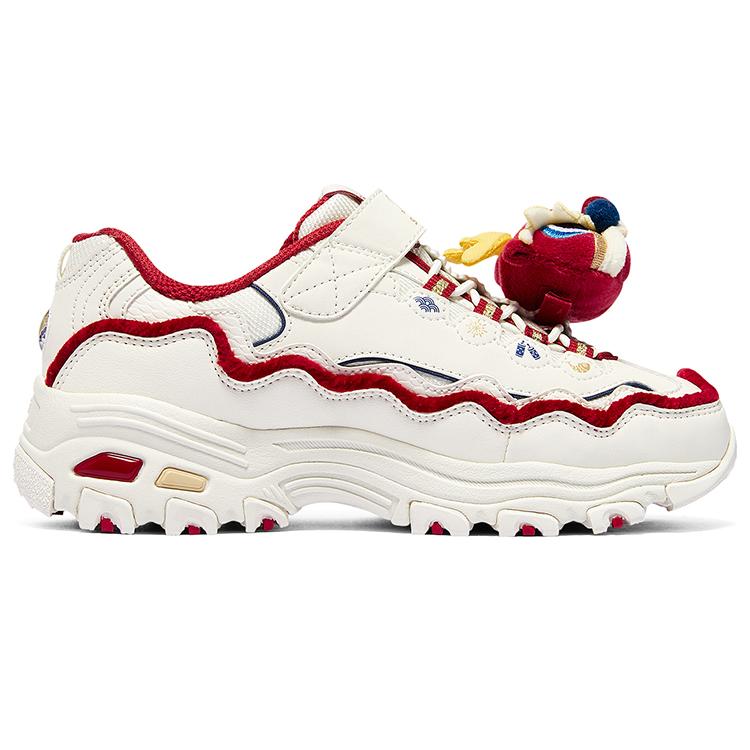 Skechers Comfortable Simple Shock Absorbing Durable Low Top Casual Shoes Kids sneaker White Red 319513L-OFWR