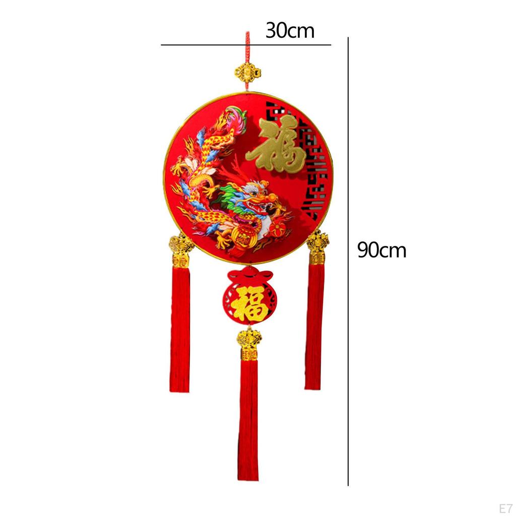Chinese Festival Ornament with Tassel Red Sign for Dining Area