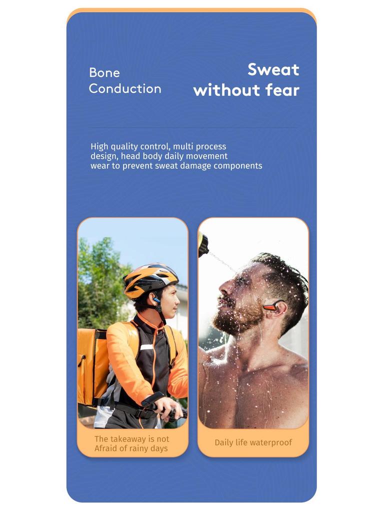M-D8 Wireless Bone Conduction Bluetooth Headset, Non-In-Ear Ear-Hook, Ideal for Business and Sports.