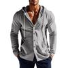 Spring and Summer Men's Hooded Long-sleeved Shirt Men's Solid Color Patch Bag Casual Long-sleeved T-shirt Men's Top Outer Wear