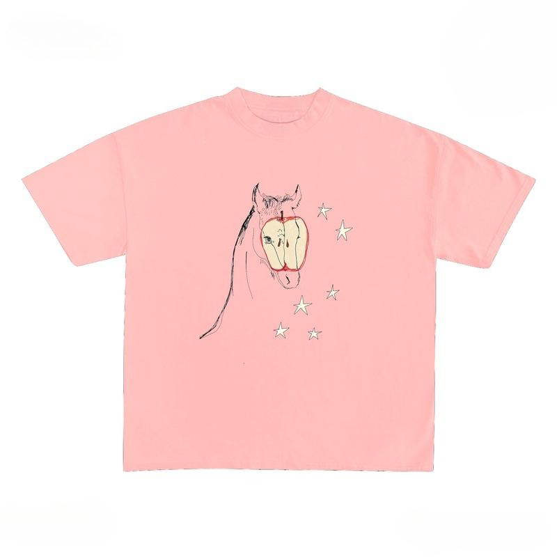 

Horses and Apple Graphic Unisex Cotton Autumn Kpop Harajuku T-shirt Tee Casuai Short Sleeve Crewneck Top Fashion Streetwear 4XL