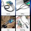 100W Fast Charging Cable with USB Type C, Micro USB, and Lightning Compatibility - 1.2M/2M Length, Transparent Chip, Night Light Feature