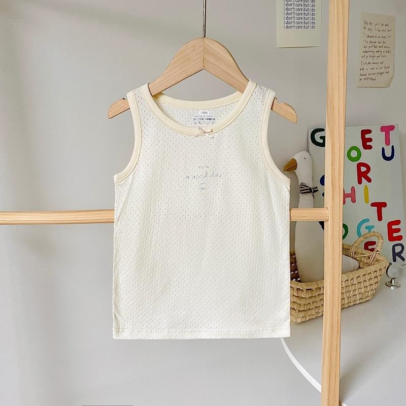 Boys pure cotton vest summer children's mesh hurdle girl baby sling little boy summer middle and older children's vest