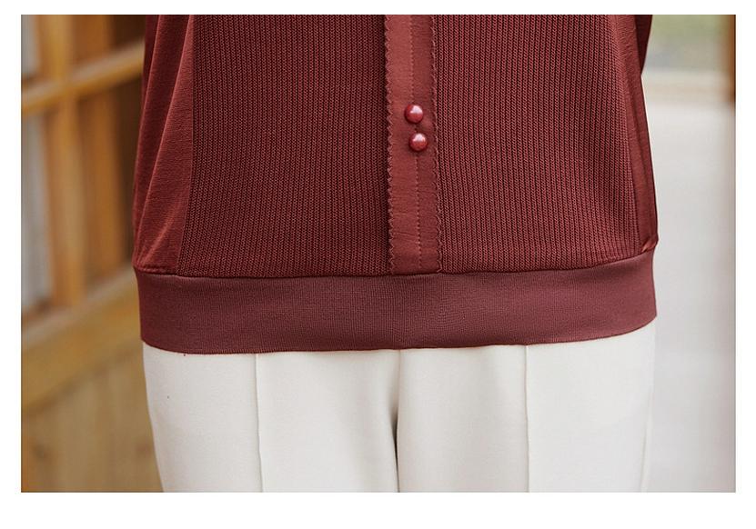 2026 Fashionable Long-Sleeve Knitted T-Shirt for Middle-Aged and Elderly Women