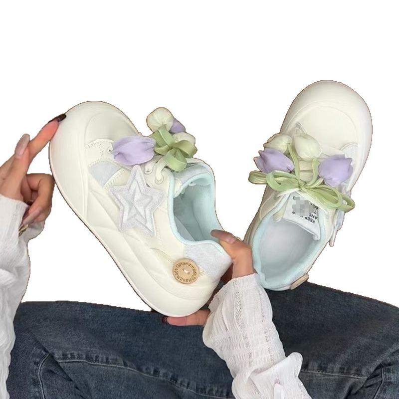 Autumn Little White Shoes Cute Platform Stars Sports Big Head Shoes New National Tide Versatile Casual Bread Shoes