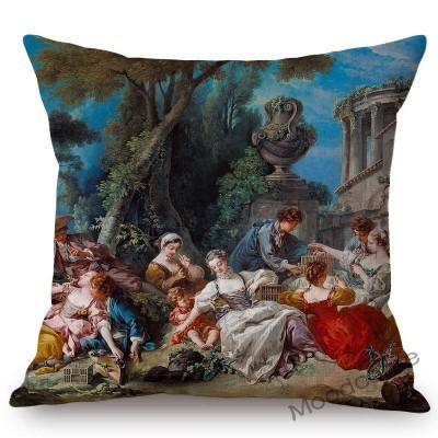 French Royal Painting Francois Boucher Ancient Greek Myth Venus Cupid Angels Floral Retro Decor Throw Pillow Case Cushion Cover