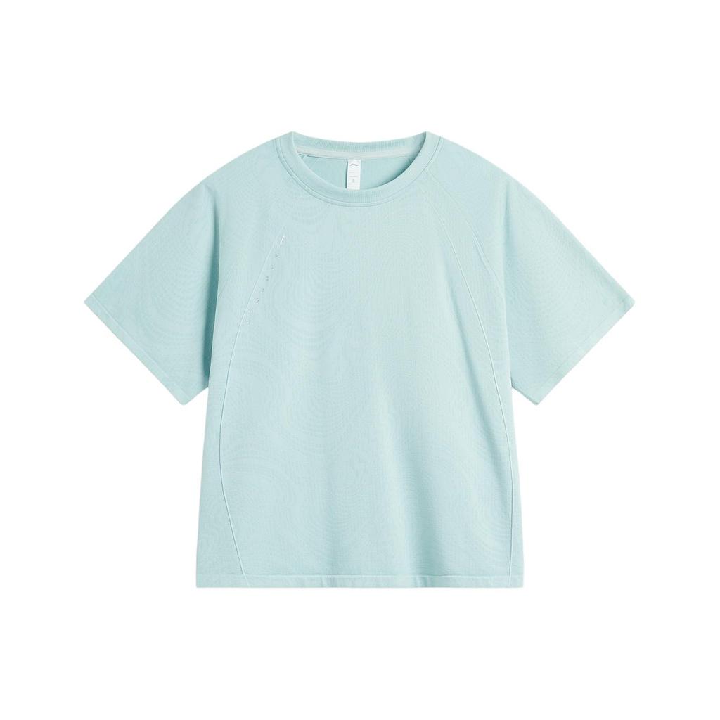 LiNing Fitness Series Quick-Dry Cool Round Neck Drop Shoulder Short Sleeve T-Shirt Women Tops Feather-Green ATSU014-2