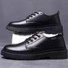 Men's Leather Shoes Simple Casual British Style Workwear Men's Shoes Thick Soles Trendy Versatile Lace-up Business Shoes