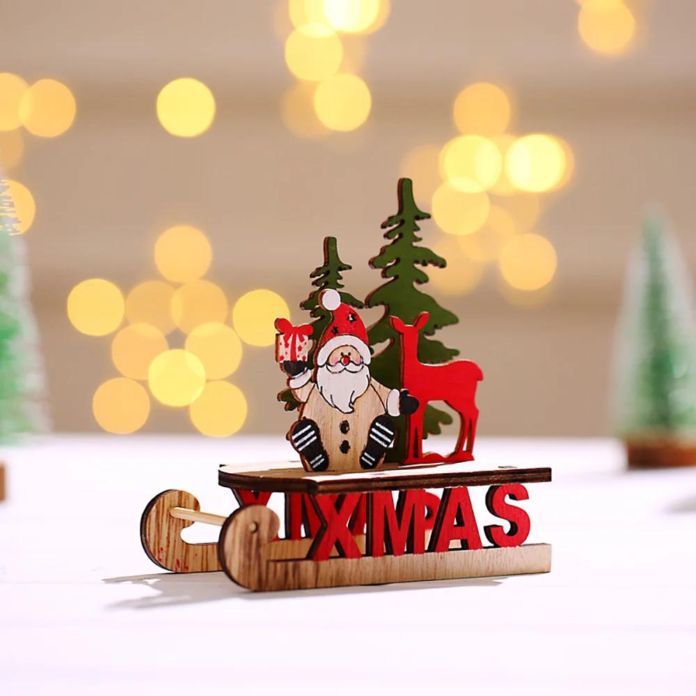 Runtow 1Pc Christmas Wooden Sleigh Santa Claus Snowman Elk Decoration Sleigh Home Christmas DIY Decoration 2025 Christmas Gift