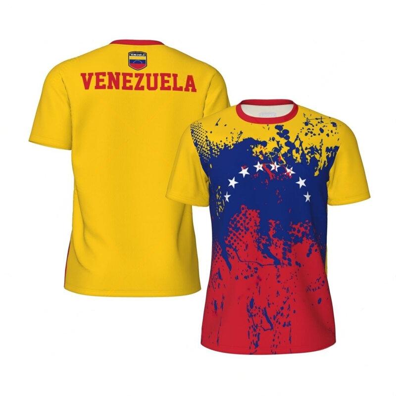 3D Print Venezuela Flag Pattern Sport Quick-dry Breathable T-Shirt Football Fans Team Training Short Sleeve Clothing