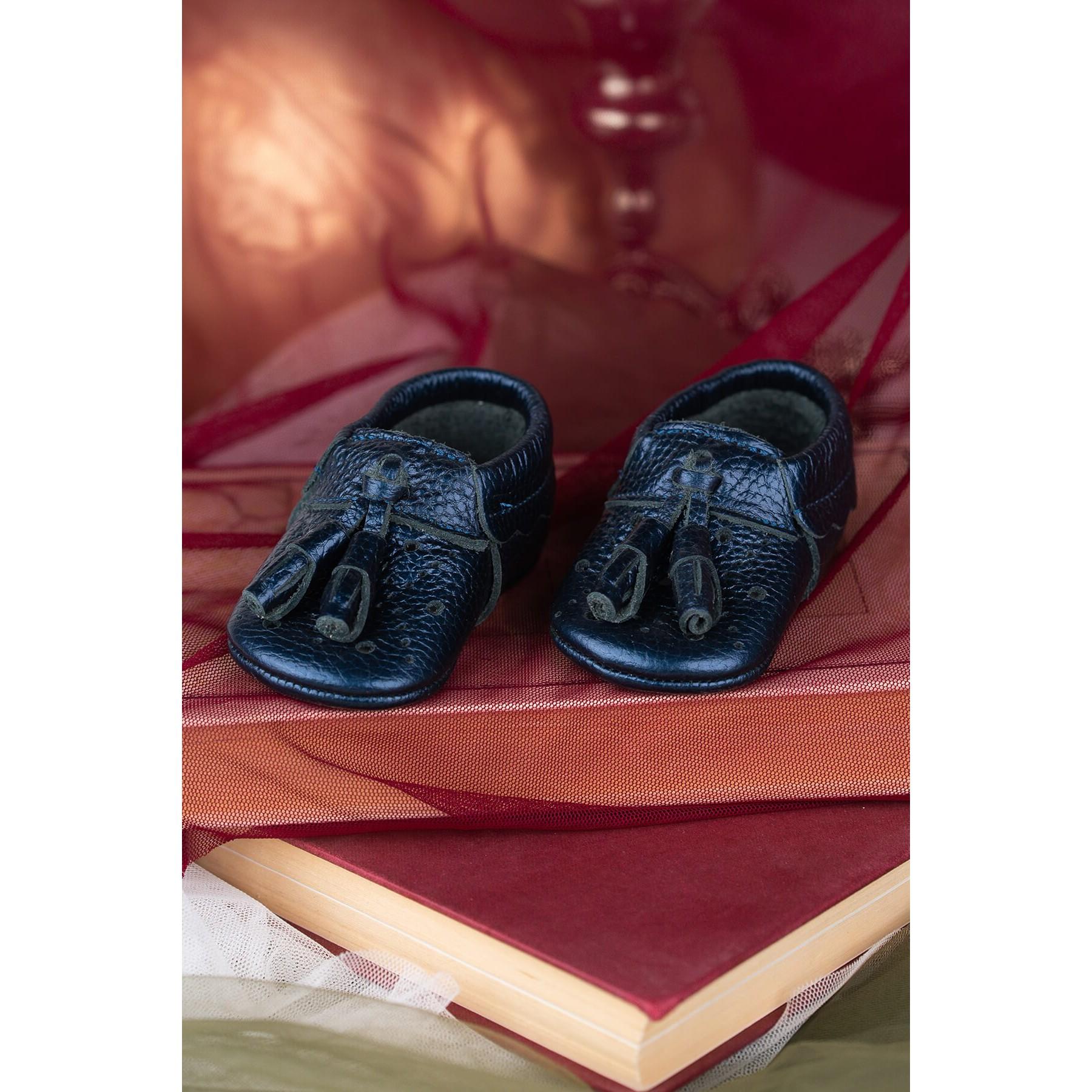 

Темно-синие лоферы из натуральной кожи с перламутровым блеском Poy