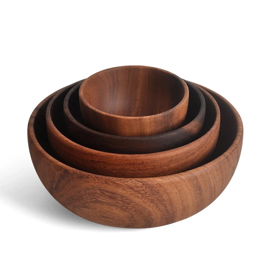 Household Use Dinner Plate Wooden Plates Dinnerware Kitchen Dishes Bowl Cutlery Basin Acacia Salad Dish Food Container Fruit Bar