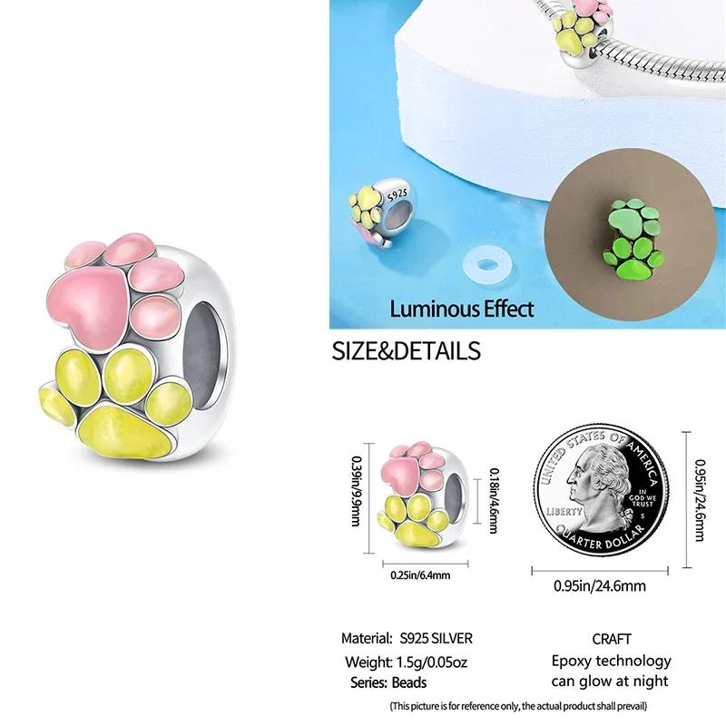 Colorful Copper Blue Glow-In-The-Dark Murano Princess Glass Beads Fits Original Bracelet Jewelry Set Accessories