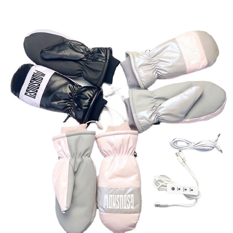 USB Elektrisch Beheizte Ski-Fäustlinge Outdoor-Sportarten Wasserdicht, Winddicht und Warm Hochwertiges Gewebe Plus Samt und Verdickung