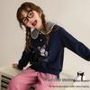 Girls' Plaid Patchwork Lapel Sweatshirt