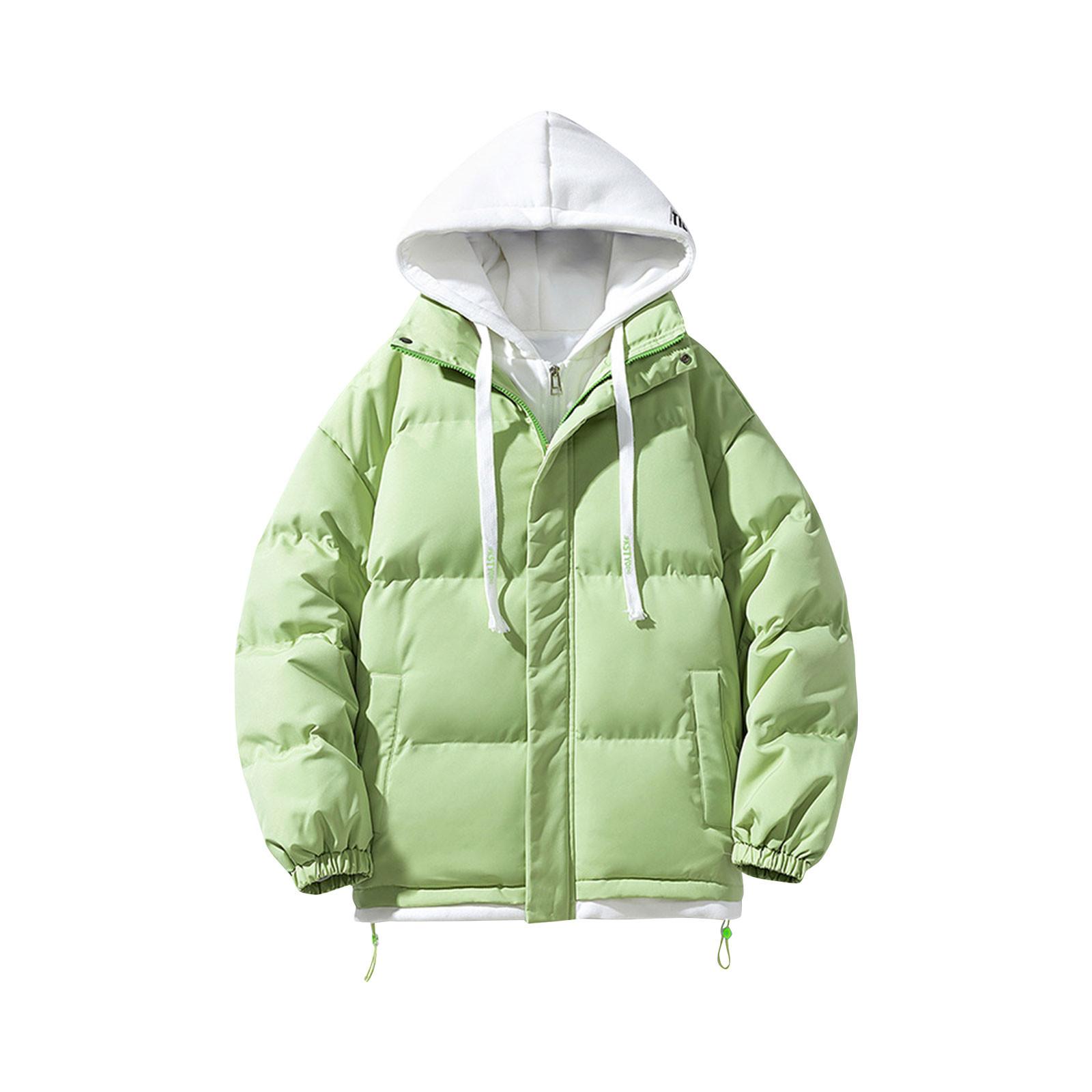 

Зимняя теплая повседневная куртка с капюшоном, имитация двухкомпонентного кардигана, хлопковая куртка M