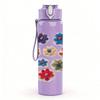 1PC Multicolor Wild Flower Cluster Print 750ml Color Plastic Sports Water Bottle Leakproof Flip Straw Lid Suitable for Sports Office Home Use