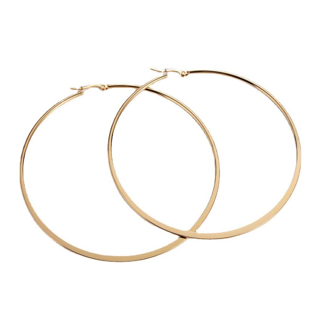 European & American Fashion Stainless Steel Hoop Earrings - Women's Simple Circle Stud Design
