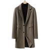 Men's Mid-Length Double-Sided Woolen Coat, Suit Collar, Korean Style, Casual Jacket for Autumn Winter.