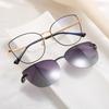 Magnet Clip On Sunglasses Fashion Anti Blue Light Eyewear Women Luxury Brand Metal Oval Frame 2 In 1 Eyeglasses