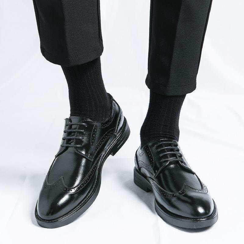 

Large size men s casual leather shoes 38-45 size men s business leather shoes 2025 spring and autumn low-top British leather shoes 45 коричневый