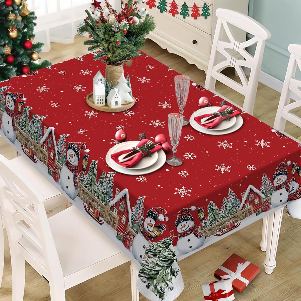 Exquisite bedruckte Weihnachtstischdecke 2025 - Ölbeständig & fleckenabweisend Polyester Dekoration