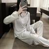 3 New Pajamas Sets with Chest Pads In Autumn and Winter, Long Sleeves, Loose Round Neck Pullover, Thin Loungewear, Women's Loungewear