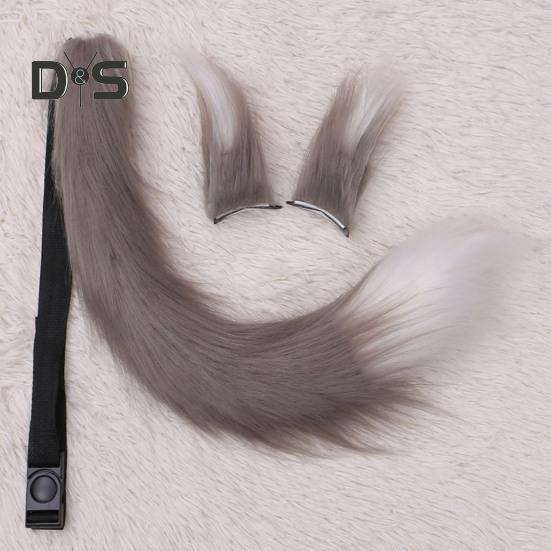 Fox Ears Tail Set Handmade Plush Animal Cosplay Props Realistic Design Role Play Halloween Party Accessories