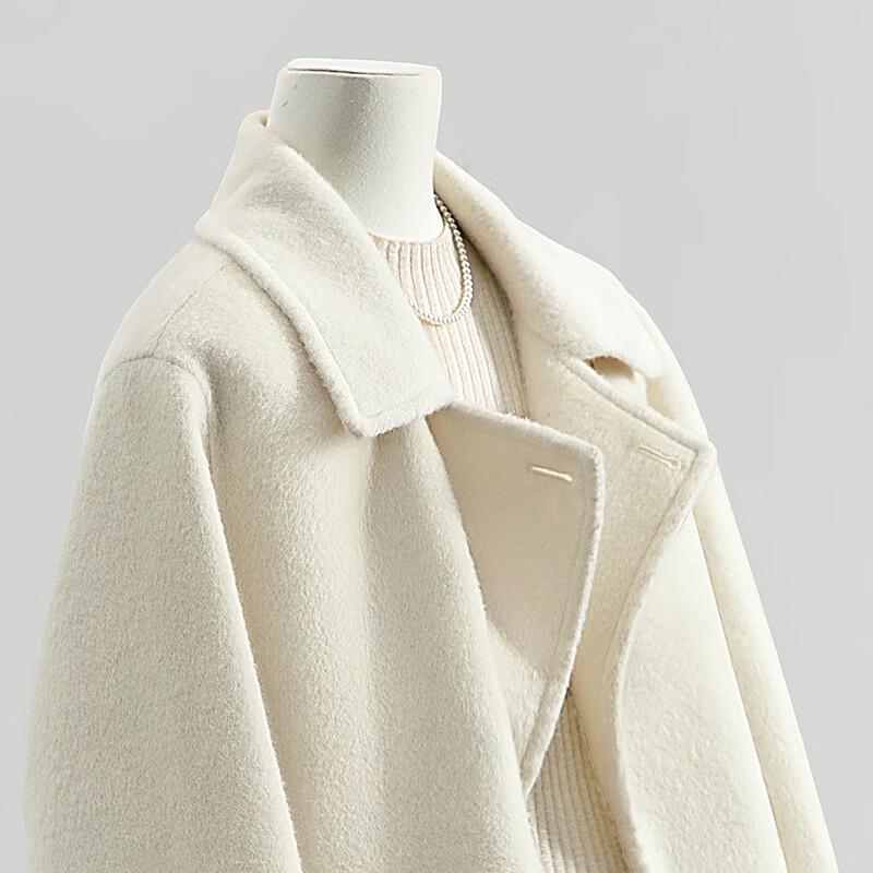 Women's Double-faced Wool Blend Lapel Winter Coat