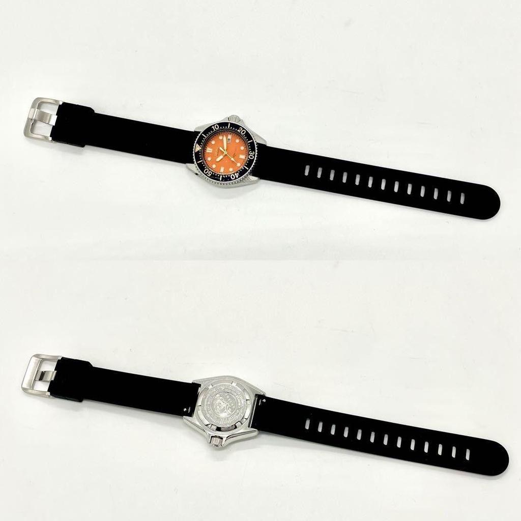 Used [Working New Battery Belt] SEIKO 2625-0010 Diver Date Orange Dial Ladies Watch 2983